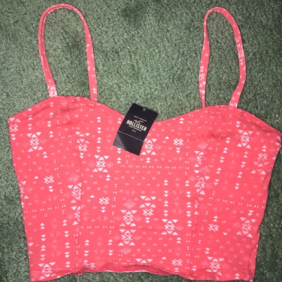 NWT Hollister Coral Crop Tank Top - Picture 1 of 3